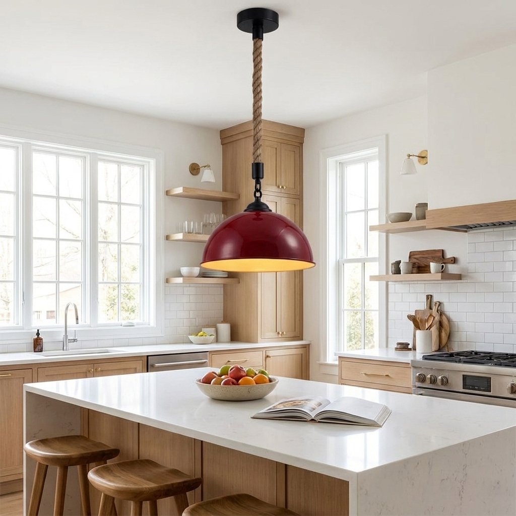 Nautical Rope Pendant Light - Braided Cord, E27, 13 Colours