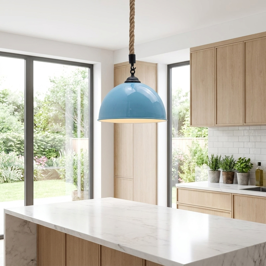 Nautical Rope Pendant Light - Braided Cord, E27, 13 Colours