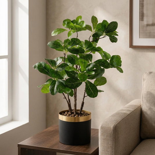 60cm Artificial Tropical Bonsai Ficus Tree, Premium Quality Realistic Faux Potted Plant for Living Room Office Tabletop Home Decor, Elegant Decorative Tree