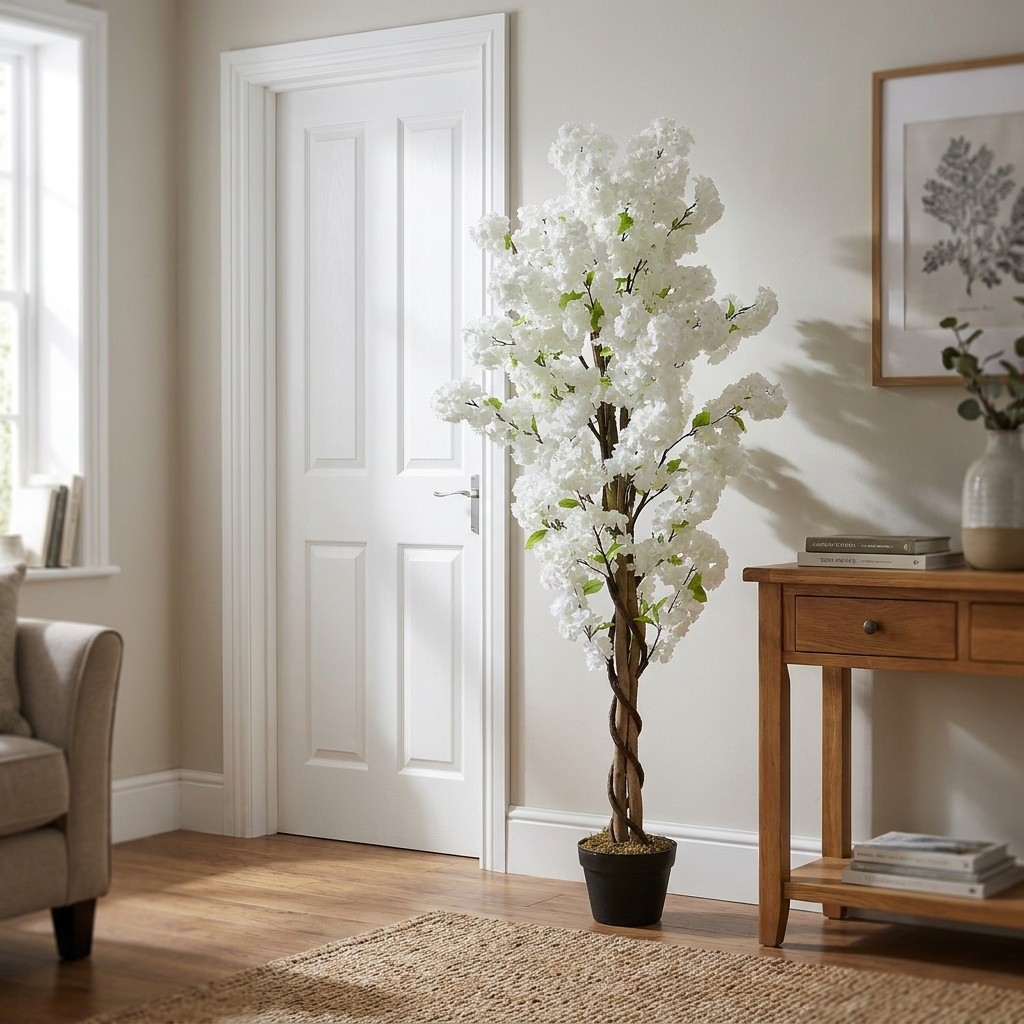 150cm Artificial White Blossom Tree