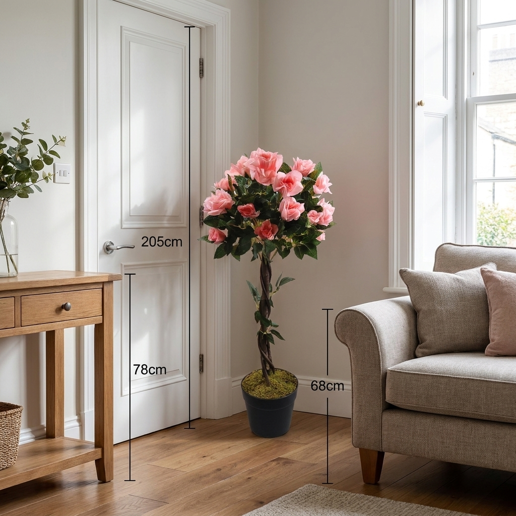 Leaf Design 90cm Pink Rose Tree - lifestyle scale photo