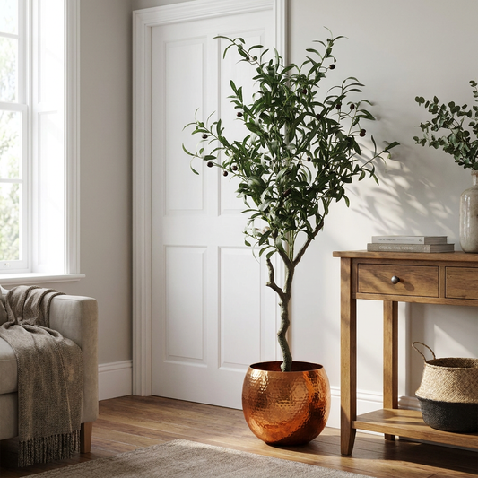 Artificial Olive Tree Bush in Black Pot, Faux Potted Foliage Plant for Living Room, Bedroom, Office & Entryway, Realistic Greenery Decor, Low Maintenance Indoor Plant