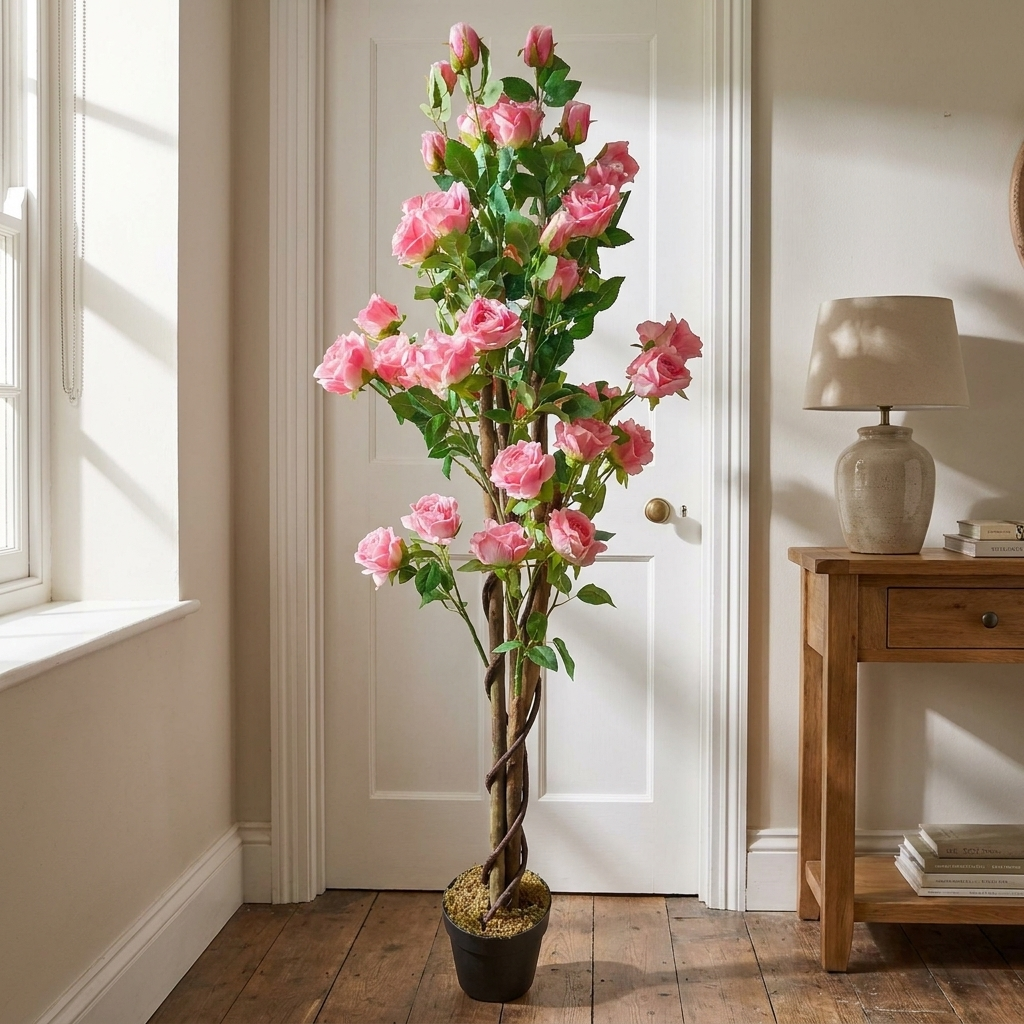 150cm Large Artificial Pink Rose Tree