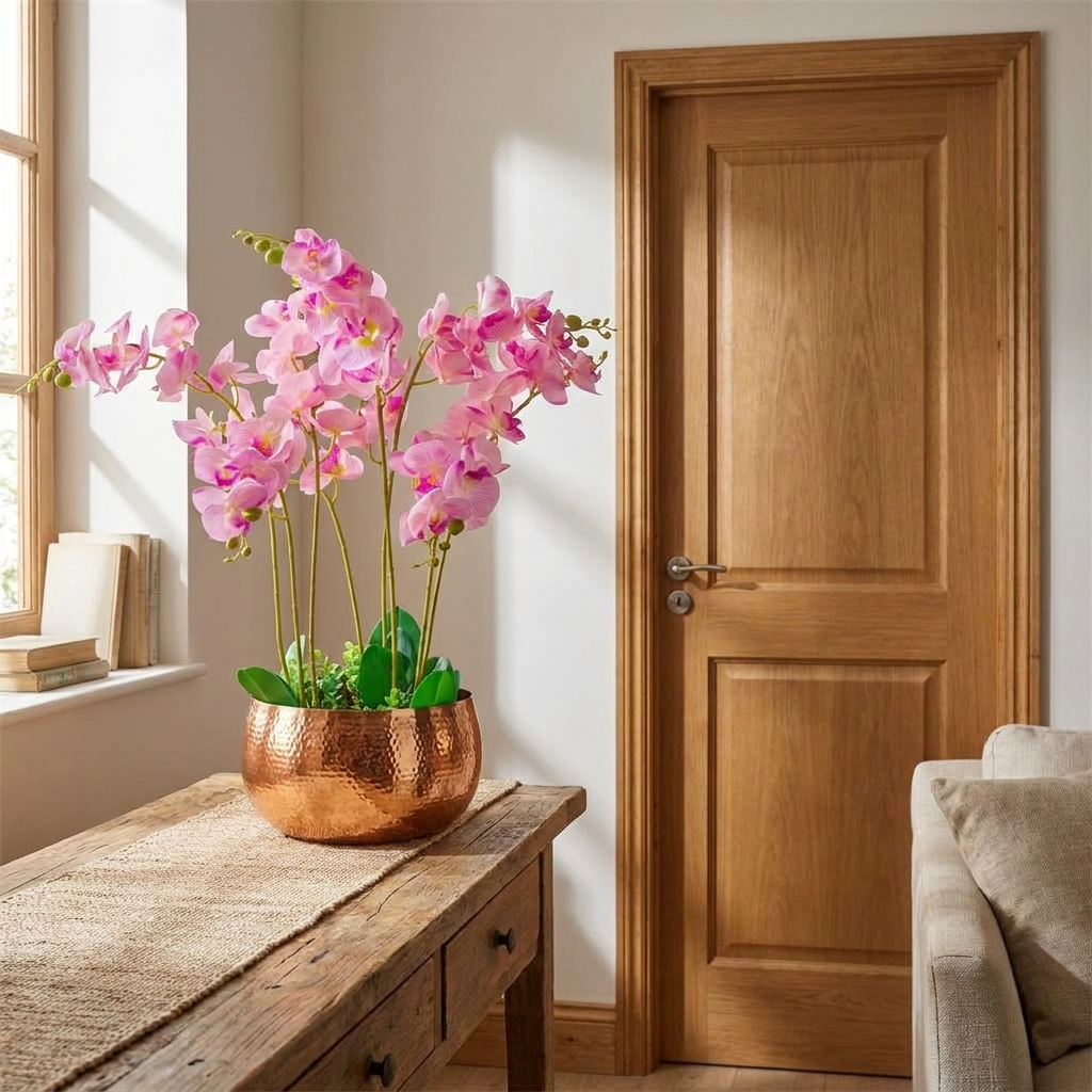 XL Artificial Orchid Bowl Arrangement, 70x70cm