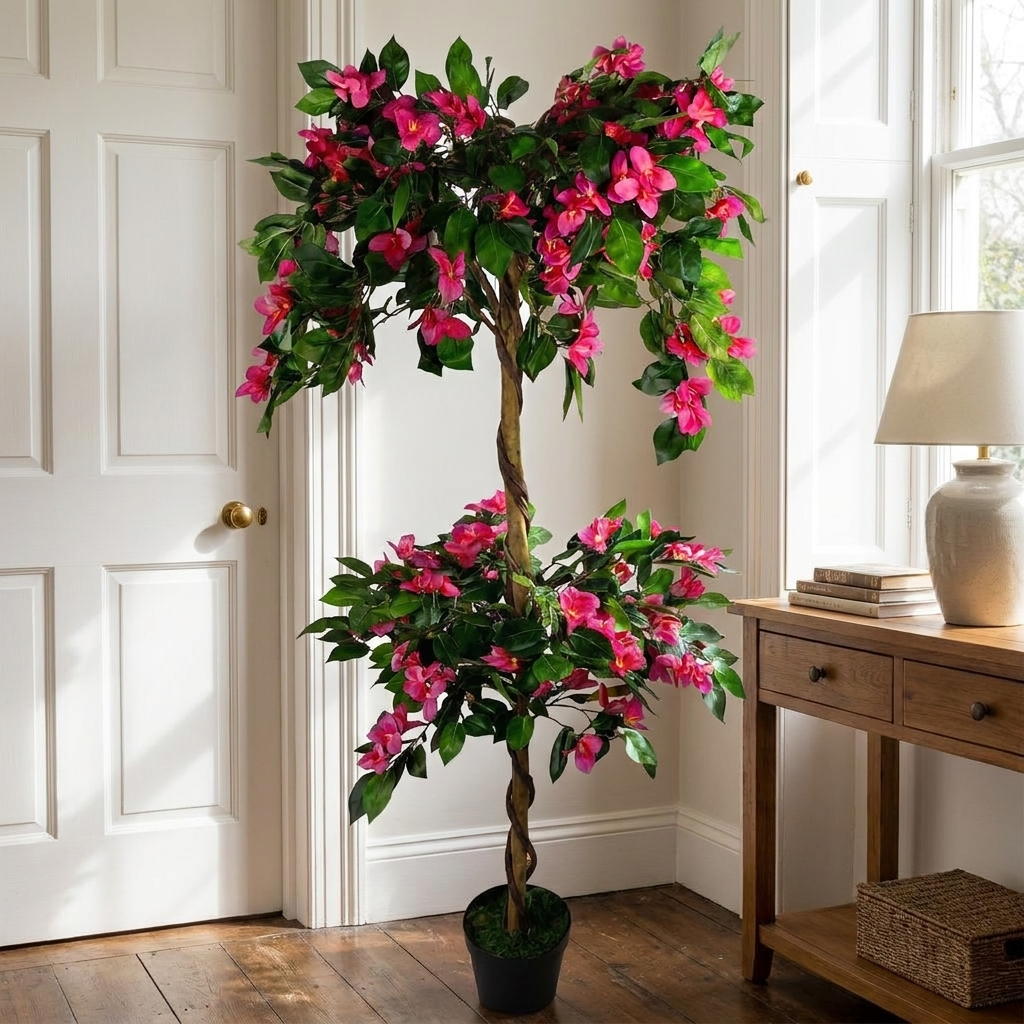 Extra Large Artificial Flowering Rhododendron Bush Tree, 140cm
