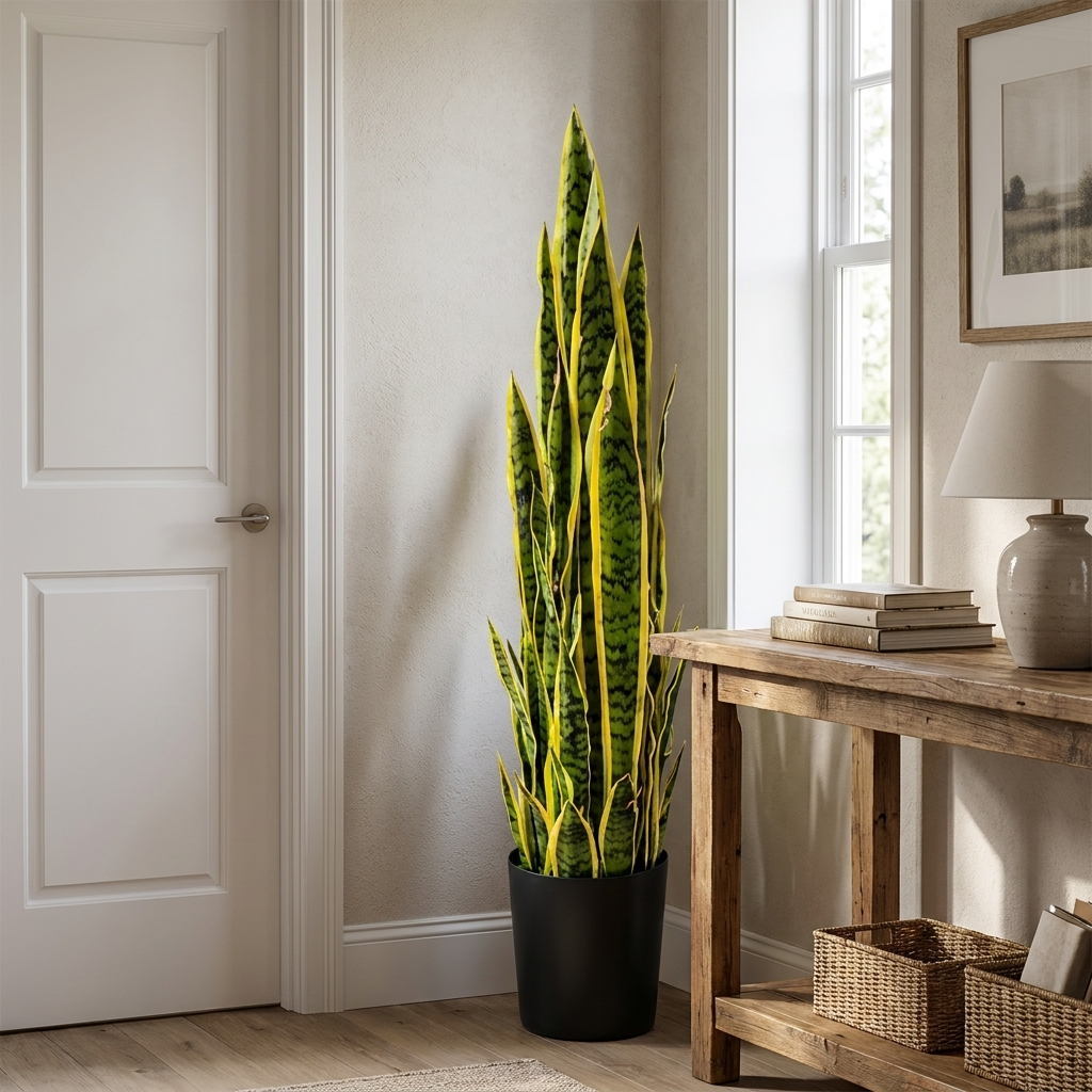 Artificial Sansevieria Plant, 90cm, Yellow-Green