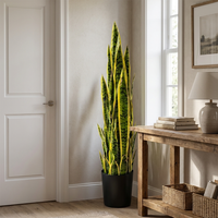 Artificial Sansevieria Plant, 90cm Tall, Yellow-Green Snake Plant, Realistic Faux Foliage for Living Room, Office, Entryway & Bedroom, Modern Home Decor