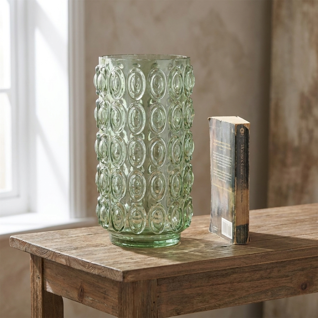 Green Retro Bubble Glass Vase, 30cm