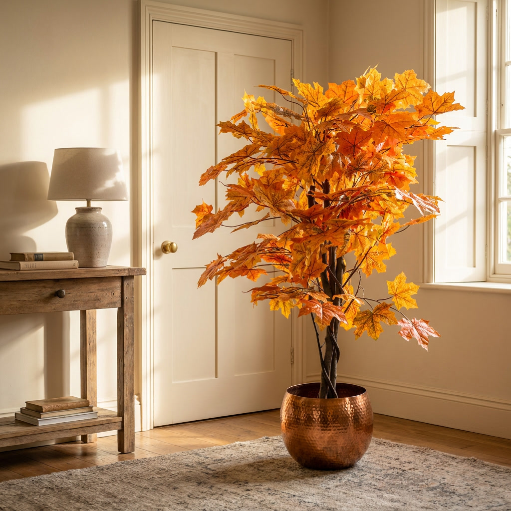 Artificial Tree Large Orange Maple Autumn 125cm - lifestyle scale photo