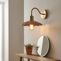 Umbrella Wall Sconce, Scalloped Art Deco Fitting, Decorative Metal Wall-Mounted Light for Living Room, Hallway & Bedroom, Vintage Glam Style Lighting