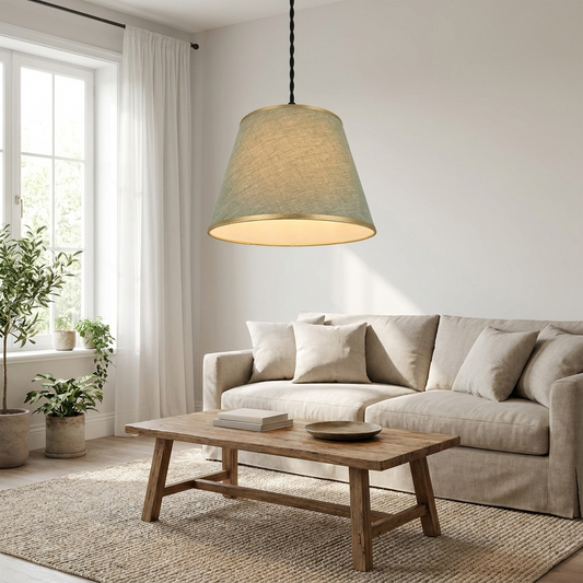 Linen Coolie Ceiling Lampshade, Modern Fabric Shade for Bedroom, Office, Living Room & Dining Room, Simple Contemporary Style Light Cover