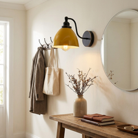 Swan Neck Wall Light Enamel Dome Shade Retro Industrial E27 styled lifestyle image - Yellow