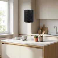 Modern Industrial Drum Metal Wire Cage Easy Fit Pendant Lampshade styled lifestyle image - Black