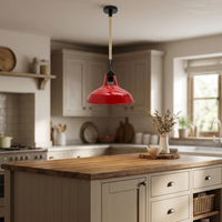 Hemp Rope Pendant Light with Metal Shade, Red, 2m Cord - kitchen island lifestyle
