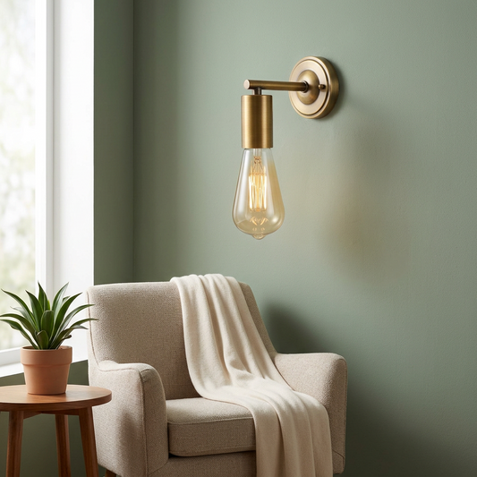 Yellow Brass Industrial Vintage Wall Sconce E27 styled lifestyle image