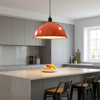 40cm Retro Metal Dome Pendant Light styled lifestyle image - Orange