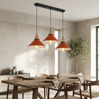 Retro 3-Way Rectangle Multi-Pendant Light, Wide Shade, Multi-Head Ceiling Lamp for Dining Room, Kitchen Island & Living Room, Vintage Style Statement Lighting