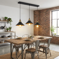 Retro 3-Way Rectangle Multi-Pendant Light, Wide Shade, Multi-Head Ceiling Lamp for Dining Room, Kitchen Island & Living Room, Vintage Style Statement Lighting