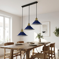 Retro 3-Way Rectangle Multi-Pendant Light, Wide Shade, Multi-Head Ceiling Lamp for Dining Room, Kitchen Island & Living Room, Vintage Style Statement Lighting