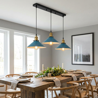 Retro 3-Way Rectangle Multi-Pendant Light, Wide Shade, Multi-Head Ceiling Lamp for Dining Room, Kitchen Island & Living Room, Vintage Style Statement Lighting