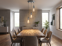 3-Light Industrial Wire Cage Pendant dining room