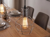 3-Light Industrial Wire Cage Pendant cage detail