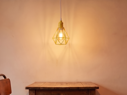 Industrial Metal Cage Pendant Light 6 Colours - a warmer glow than a plain shade