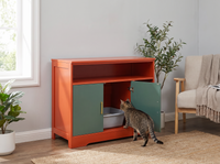 Cat Litter Box Enclosure 31in Red Green - fits most standard litterboxes