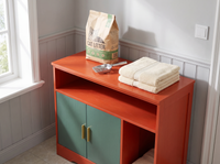 Cat Litter Box Enclosure 31in Red Green - supplies live right where you need them