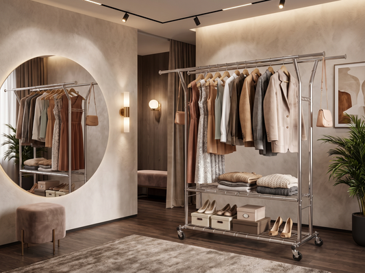 Rolling Clothes Rack - boutique dressing room lifestyle