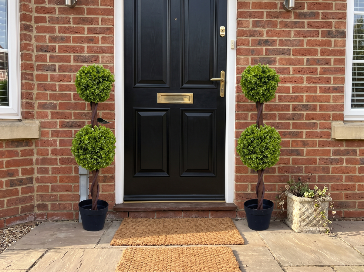 A single topiary rarely creates symmetry