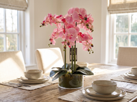 Artificial Pink Orchid in Glass Planter - dining table centerpiece scene
