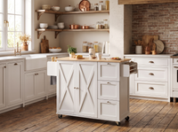 White Kitchen Island Cart - wide kitchen lifestyle shot