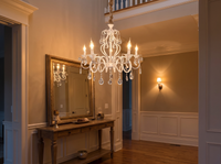 Vintage White Candle Chandelier - elegant hallway