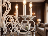 Vintage White Candle Chandelier - detail of candle-style arms