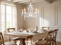 Vintage White Candle Chandelier - French country dining room
