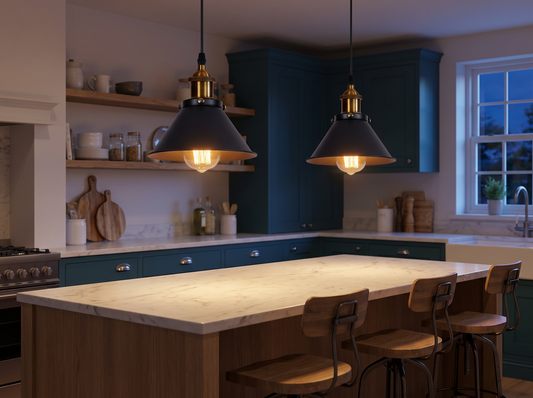 Industrial Cone Pendant Light Black - kitchen island