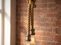 Vintage Hemp Rope Pendant Light Dual Head - rope texture detail
