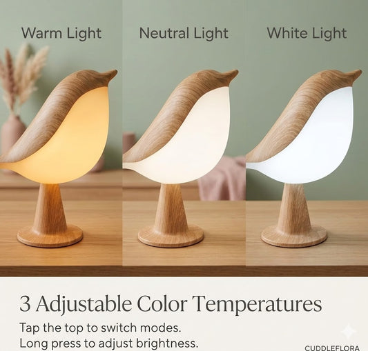 Rechargeable Bird Touch Lamp – 3 Color Dimmable LED Night Light for Bedroom, Desk & Nursery