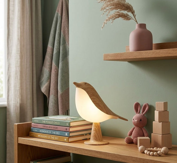 Rechargeable Bird Touch Lamp – 3 Color Dimmable LED Night Light for Bedroom, Desk & Nursery